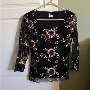 Black blouse with sequin design
